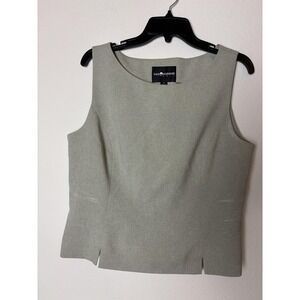 Sag Harbor Suit Top Womens 14 Gray‎ Sleeveless Lined Career Work Blouse Zipper